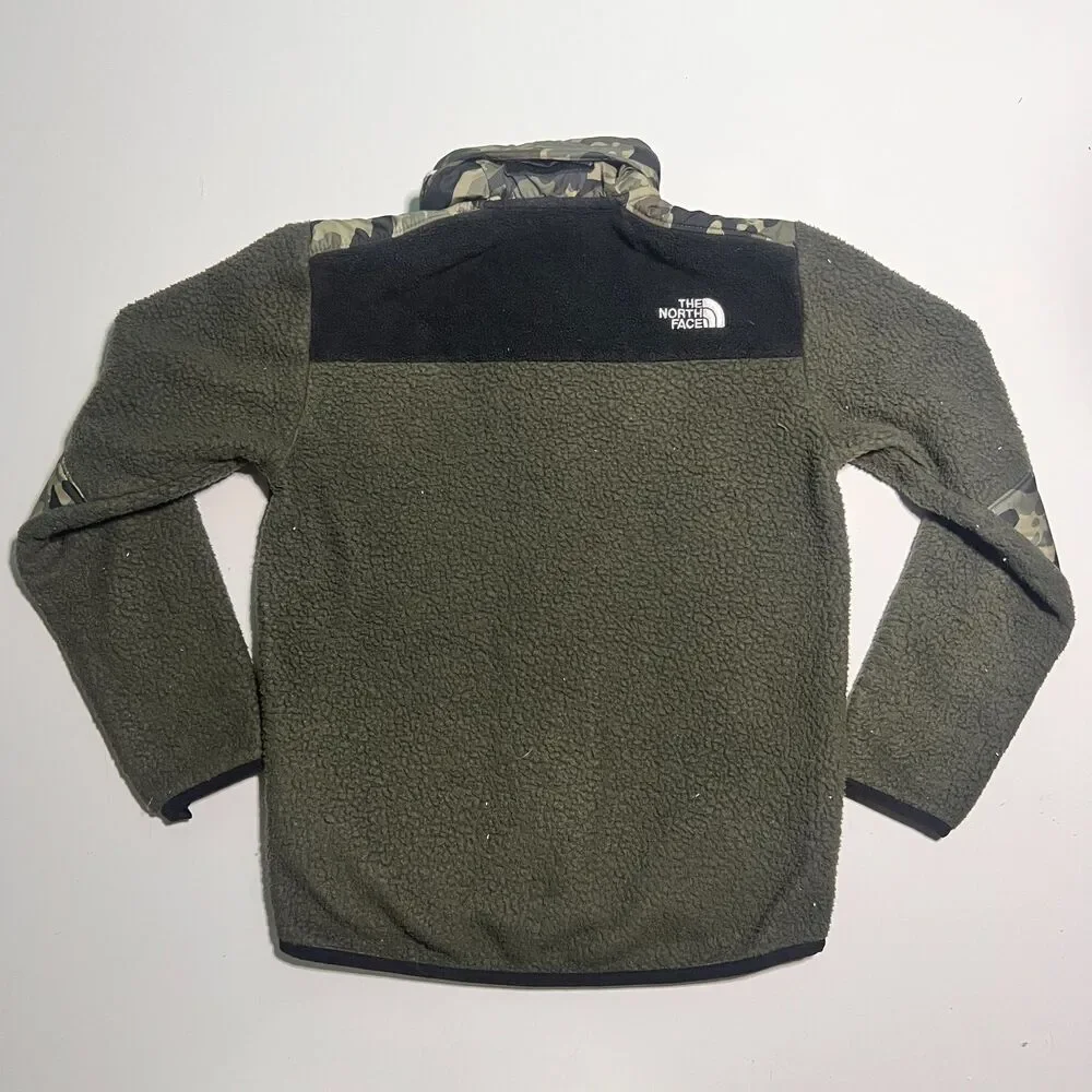 THE NORTH FACE Forrest Mashup Fleece Snap Jacket Boys Size M (10) Camo Green
